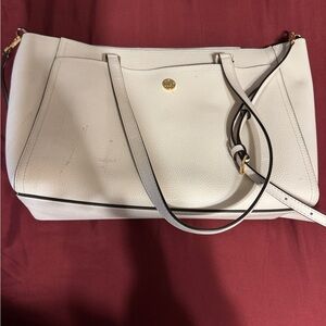 Elegant White Leather Tote Bag